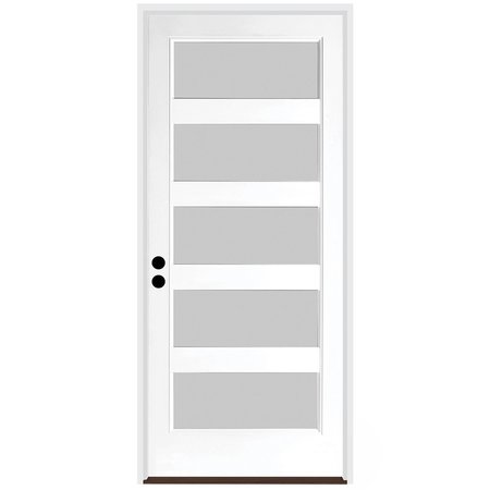 CODEL DOORS 32" x 80" Primed White Contemporary Flush-Glazed Exterior Fiberglass Door 2868RHISPSF20F5LS69161DB